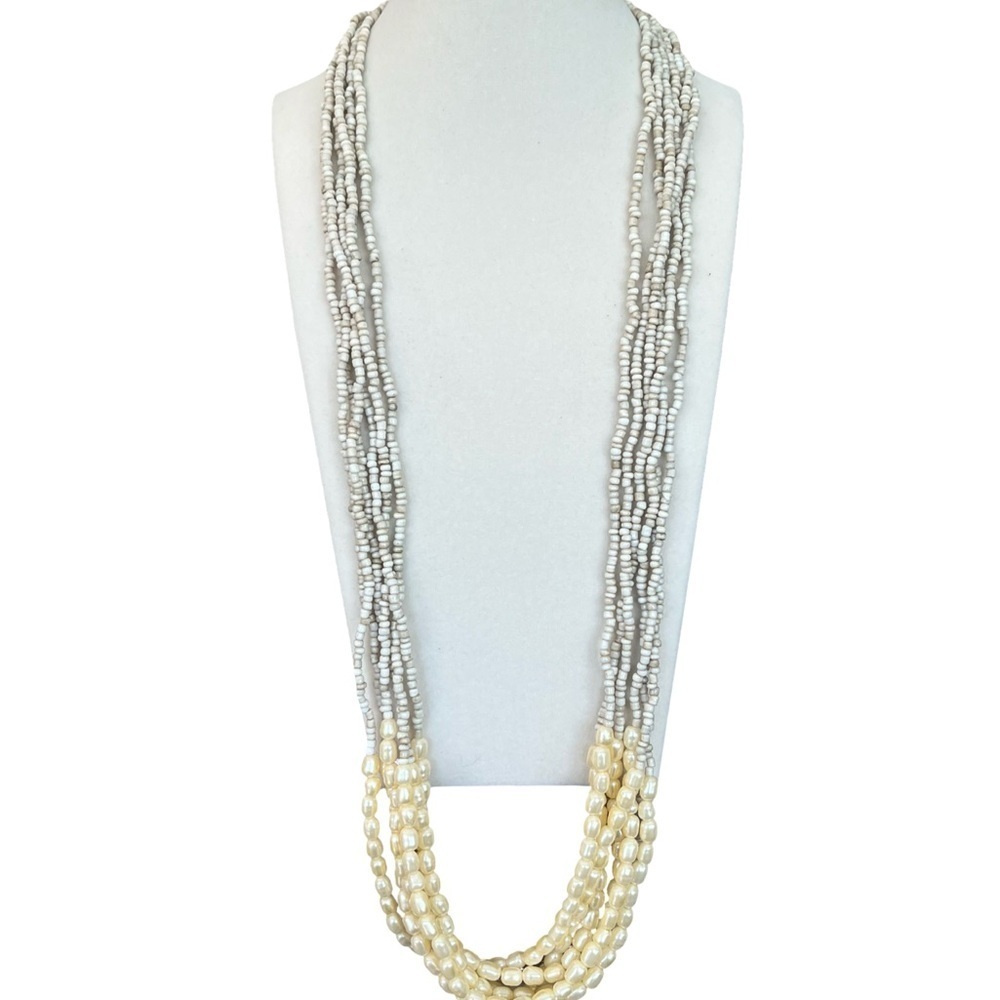 Bali Bead and Pearl Statement Necklace